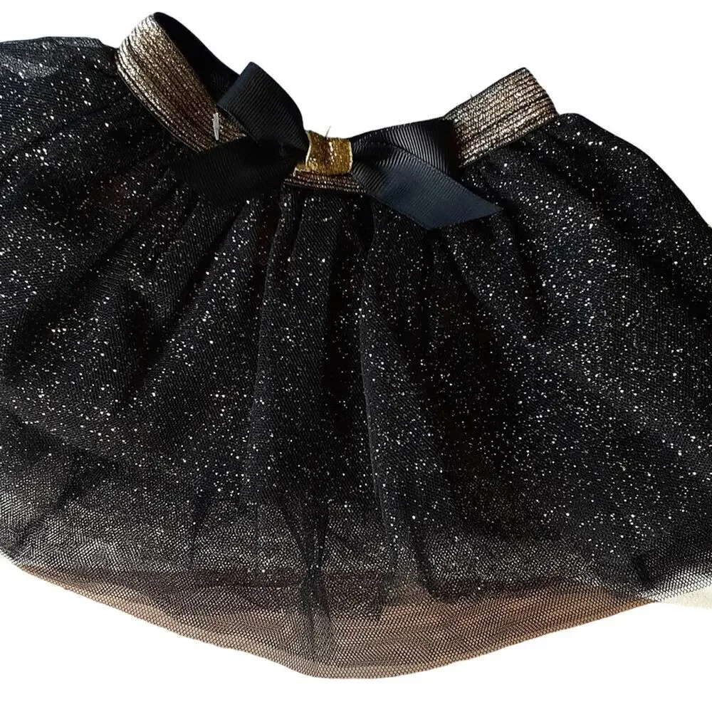 Ballerina Tutu 9M-12M Toddler Skirt Black Gold Sparkle‎ Christmas Costume Dance